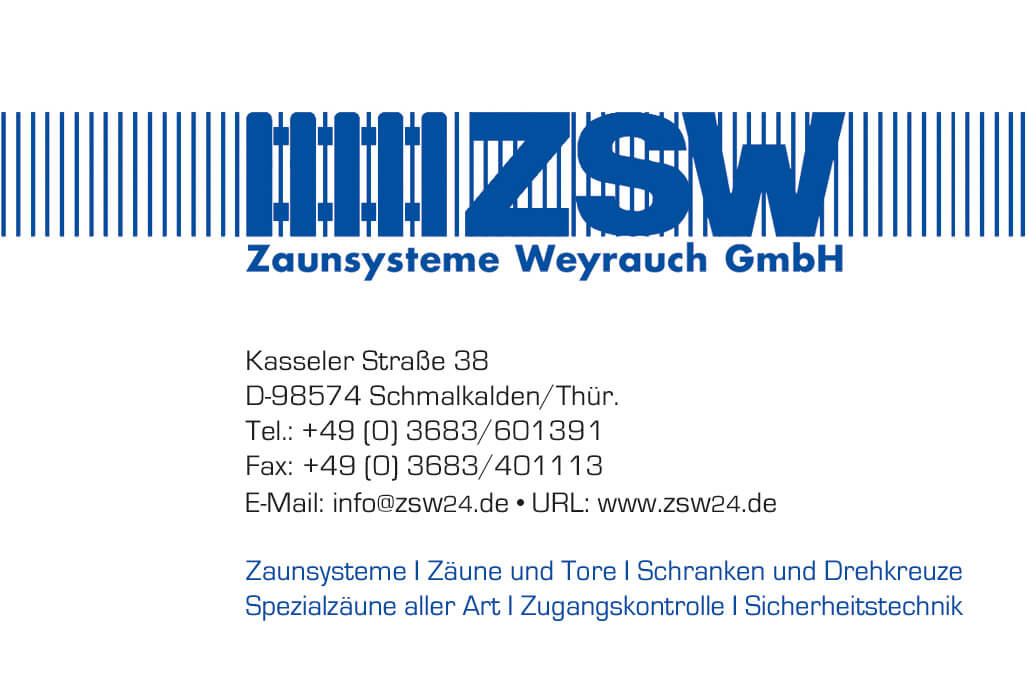 Zaunsysteme Weyrauch Webvisitenkarte